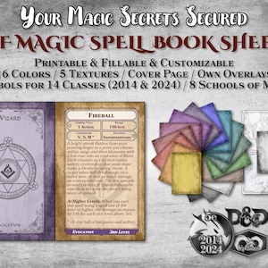 DnD Zauberbuch Seiten Blätter PDF Ausfüllbar für Jede Klasse Anpassbares Zubehör Dungeon Master Geschenk Dungeons and Dragons D & D 5e