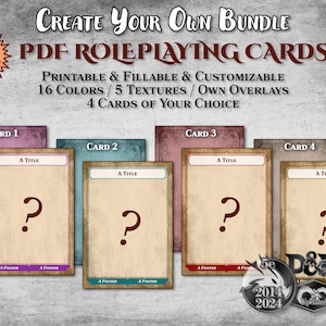 Paquete de cartas de rol de DnD en formato PDF. Cartas rellenables a elección. Accesorio personalizable. Regalo de Dungeon Master. Dungeons and Dragons. D&D 5e
