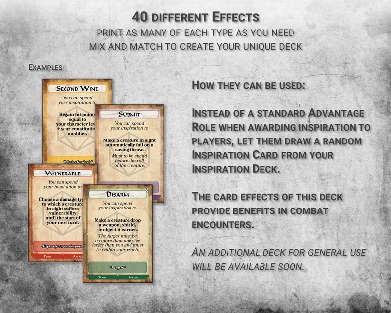 Buy Dnd Inspiration Cards PDF Fillable 40 Combat Effects Online in ...