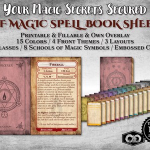 Dnd Spell Book Pages Sheets PDF Fillable for Every Class Customizable ...