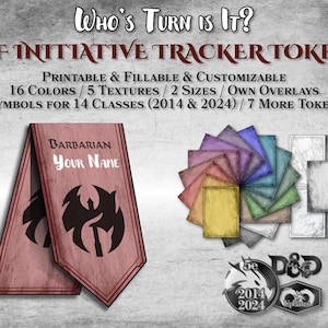 DnD Initiativ Tacker PDF ausfüllbarer Token für alle Klassen Anpassbares druckbares Zubehör Dungeon Master Geschenk Dungeons and Dragons D&D 5e