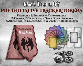 DnD Initiative Tacker PDF Fillable Token for all Classes Customizable Printable Accessory Dungeon Master Gift Dungeons and Dragons D&D 5e