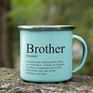 Brother-definitie metalen campingmok: cadeau voor broer