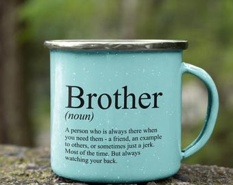 Mug de camping en métal Definition Brother : cadeau pour frère