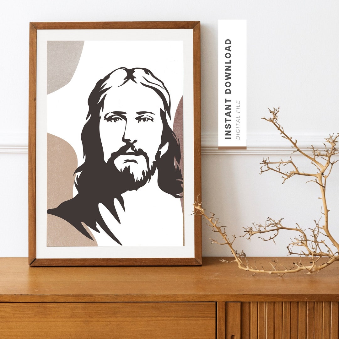 Jesus Boho Art Christian Wall Art Framed Abstract Religious Etsy