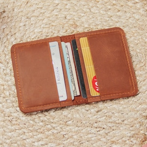 Cartera delgada con tarjetero para mujer, Cartera minimalista para mujer, Tarjetero personalizado para mujer, Cartera con tarjetero hecha a mano, Tarjetero personalizado imagen 1