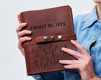 Leather recipe binder 3 ring personalized, A5 recipe binder, Leather cookbook binder blank, A4 recipe binder, Custom recipe binder 3 ring