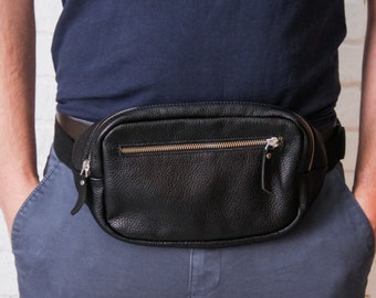 Leather belt bag men, Black belt bag, Leather waist bag men, Handmade belt bag, Mens belt bag, Mens waist bag, Custom belt bag for men