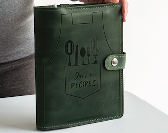 Leather recipe book personalized binder, 3 ring binder recipe book, Recipe book blank, Recipe book to write in, Custom cookbook binder