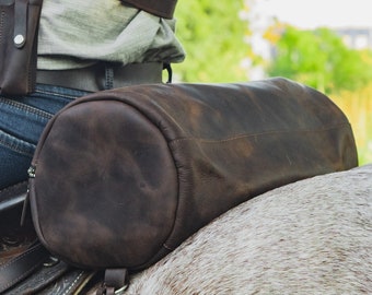 Horse saddle bag mount behind, Horse saddle bag purse, Stuff for horses, Leather cantle bag, Handmade saddle bag, Horse riding bag