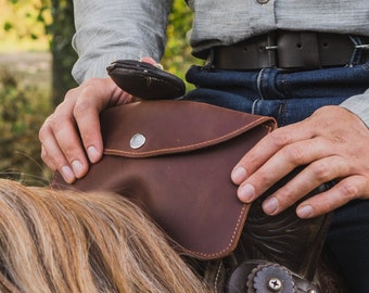 Leather horse saddle bag, Phone holder for saddle, Personalized horse saddle bag, Saddle phone holder, Saddle cell phone holder
