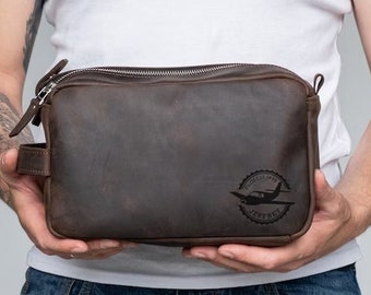 Leather washbag for men, Leather toiletry bag men, Leather pilot gifts for husband, Pilot gift custom, Pilot gifts for him, Custom dopp kit