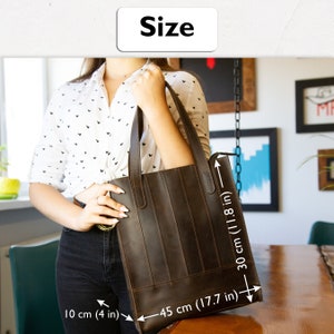 Handmade tote bags for women,Shoulder tote bag for women,Large tote bag for work,Large tote purse,Tote bag with zipper,Leather shopper tote image 2