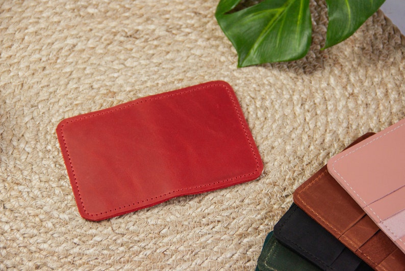 Cartera delgada con tarjetero para mujer, Cartera minimalista para mujer, Tarjetero personalizado para mujer, Cartera con tarjetero hecha a mano, Tarjetero personalizado imagen 9