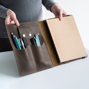 Funda de diario de cuero rellenable, Funda de diario personalizada, Tamaño carta de portada de diario, Funda de diario cahier, Funda de diario de cuero moleskin