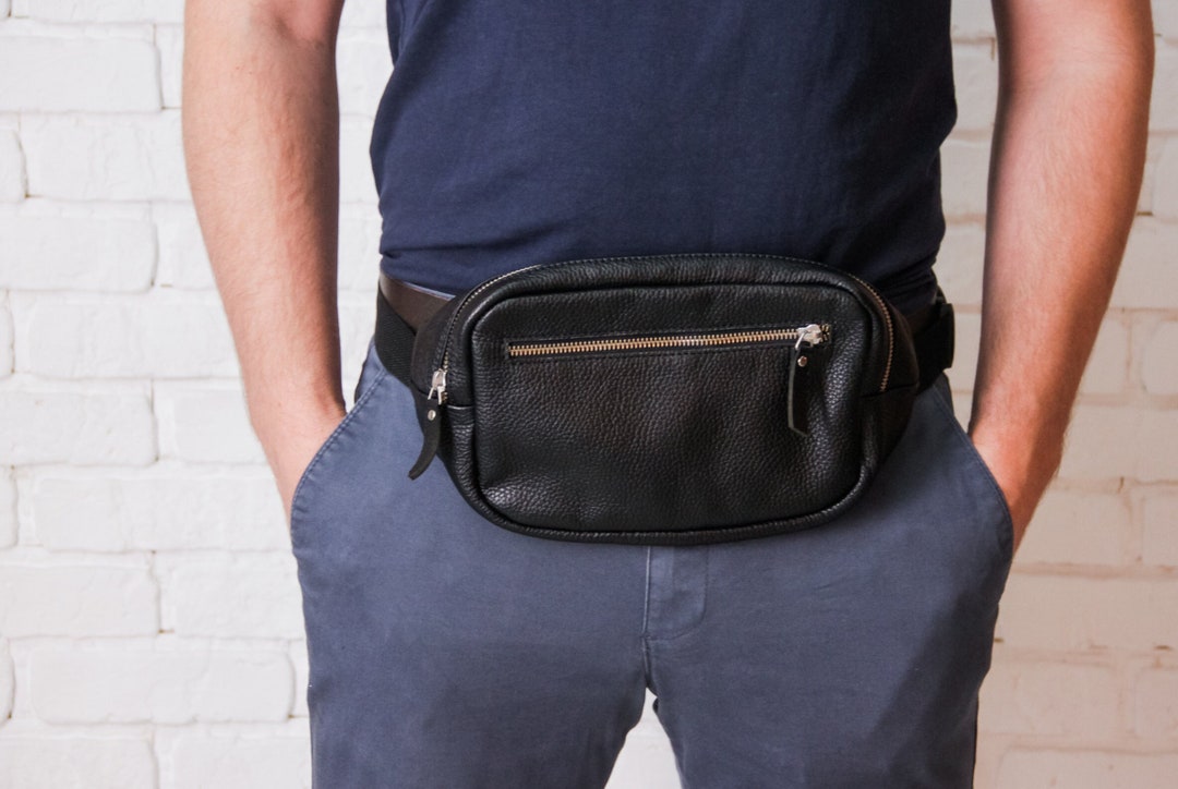 Leather Belt Bag Men Leather Belt Bag for Phone Black Belt Etsy