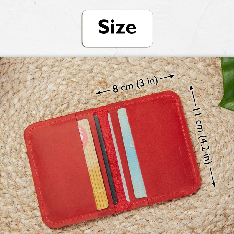 Cartera delgada con tarjetero para mujer, Cartera minimalista para mujer, Tarjetero personalizado para mujer, Cartera con tarjetero hecha a mano, Tarjetero personalizado imagen 2