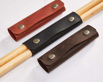 Soporte para baquetas personalizado, Soporte para baquetas de cuero, Soporte para baquetas, Estuche de cuero para baquetas, Regalo para novio baterista