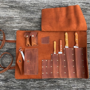 Leather knife roll,Chef knife roll,Leather knife bag,Chef knife bag,Custom knife bag,Kitchen knife case,Leather knife storage