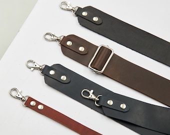 Leather shoulder bag strap, Leather crossbody bag strap, Leather tote bag straps, Leather purse strap adjustable, Wide leather strap for bag