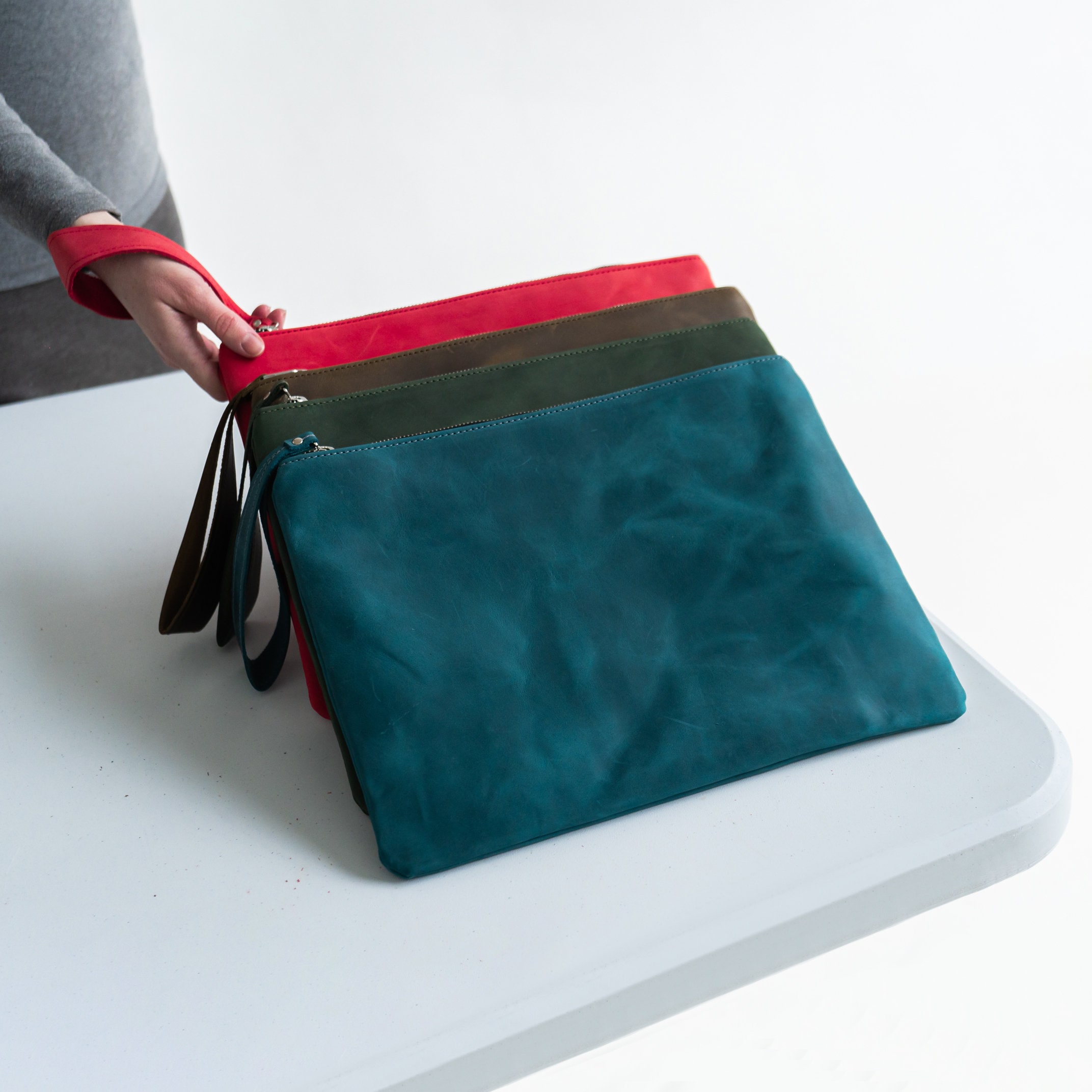 Leather Folder With Zipper Leather Document Holder A3 Etsy