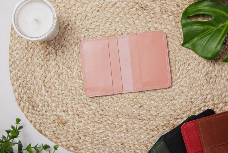 Cartera delgada con tarjetero para mujer, Cartera minimalista para mujer, Tarjetero personalizado para mujer, Cartera con tarjetero hecha a mano, Tarjetero personalizado imagen 10