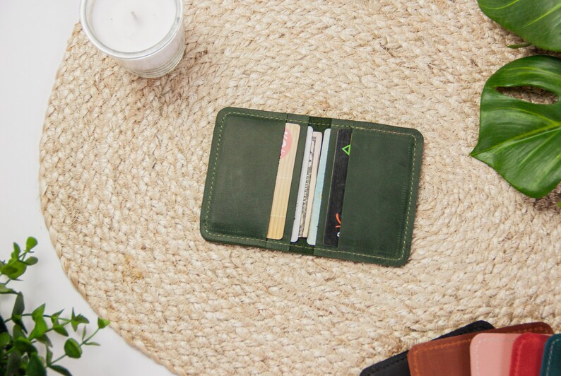 Cartera delgada con tarjetero para mujer, Cartera minimalista para mujer, Tarjetero personalizado para mujer, Cartera con tarjetero hecha a mano, Tarjetero personalizado imagen 8