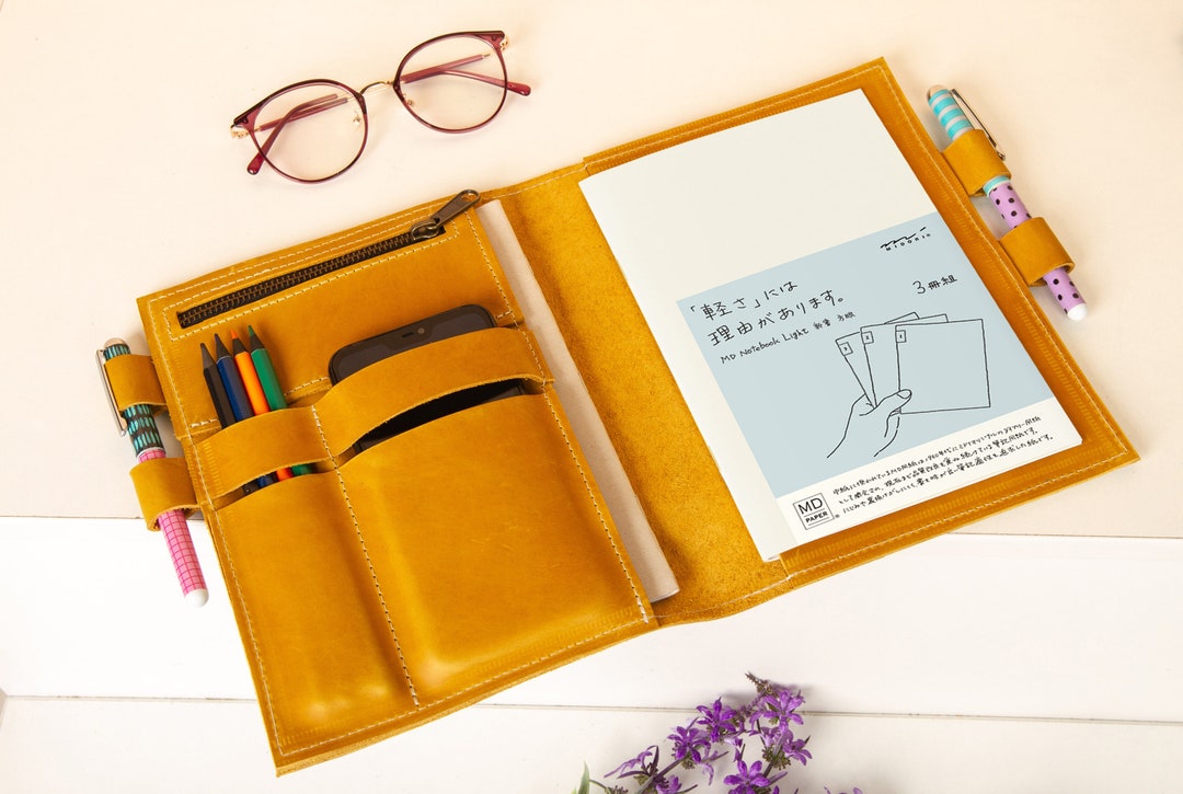 Leather Midori Cover Midori A4 Cover Midori Travelers Etsy