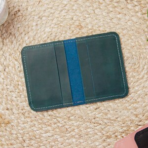 Cartera delgada con tarjetero para mujer, Cartera minimalista para mujer, Tarjetero personalizado para mujer, Cartera con tarjetero hecha a mano, Tarjetero personalizado imagen 7