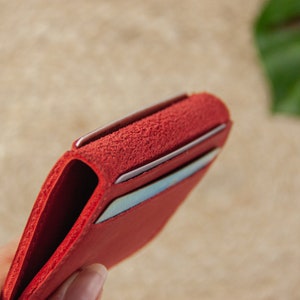 Cartera delgada con tarjetero para mujer, Cartera minimalista para mujer, Tarjetero personalizado para mujer, Cartera con tarjetero hecha a mano, Tarjetero personalizado imagen 4