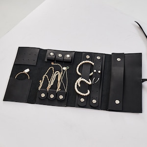 Rouleau de bijoux en cuir personnalisé, organisateur de bijoux en cuir, rouleau d'étui de voyage pour bijoux en cuir, rouleau de bijoux pour voyage, sac pour bijoux