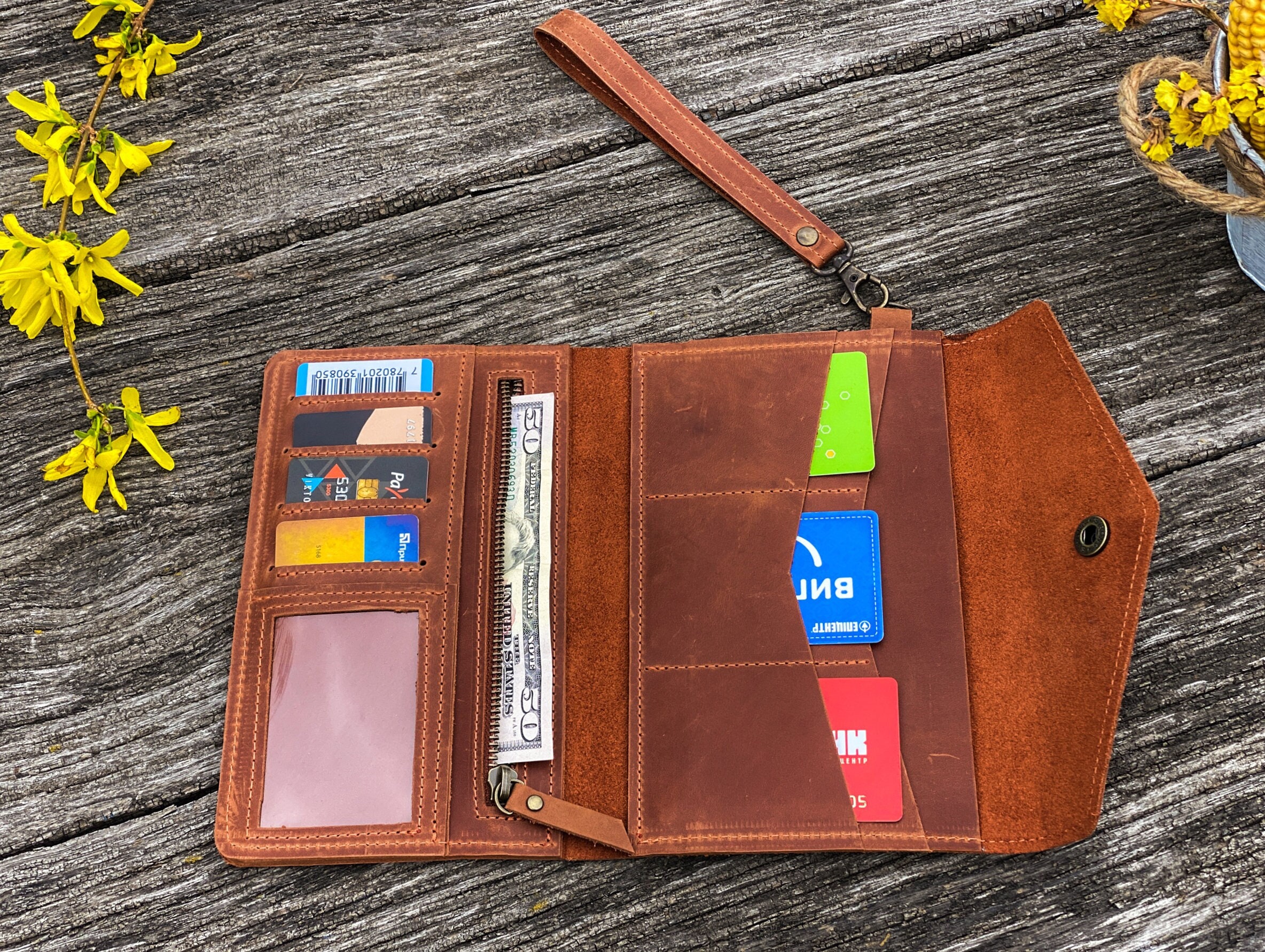 large leather wallet organizer