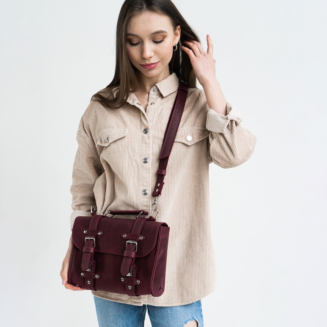 Leather Messenger Bag Women Leather Messenger Bag Small Etsy