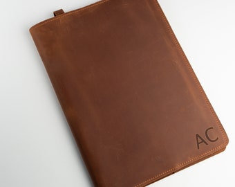 Personalized notebook cover, Engraved notebook cover, Brown notebook, A4 notebook cover, Large notebook, A4 journal notebook handmade