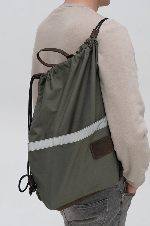 Drawstring canvas backpack shop