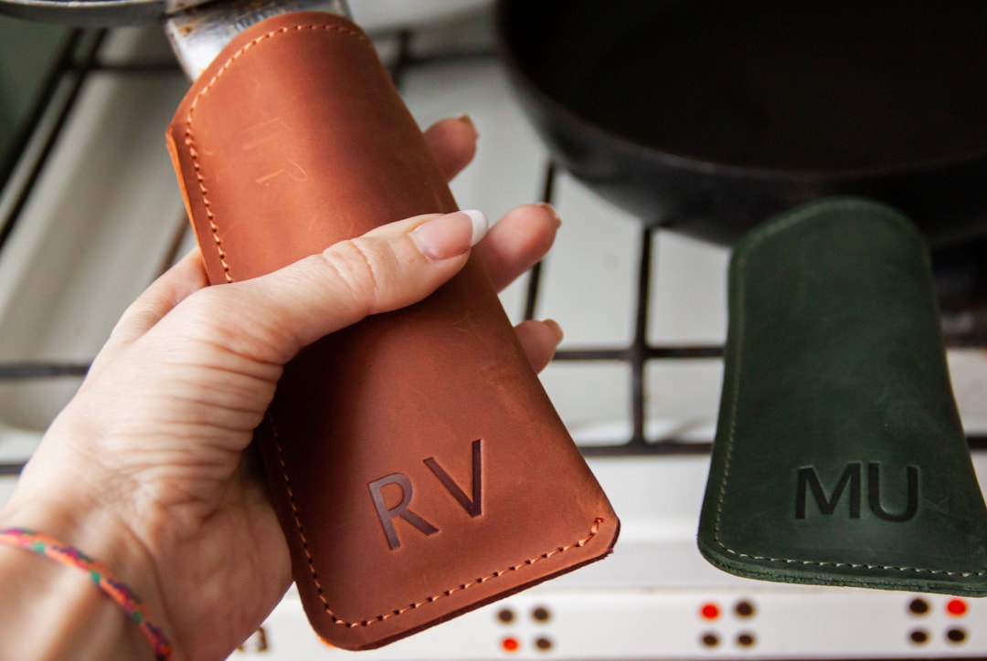 Personalized Pot Holders Handmade,leather Skillet Handle Cover,pot