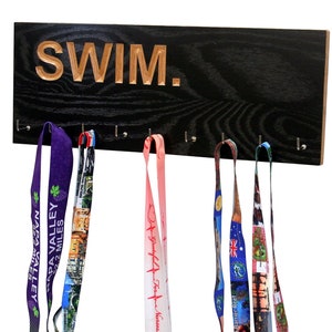 Swimming Medal Hanger, Marathon Medal Display, Running Medal Holder With Race Bibs, Hanging Medal Organizer Plaque, R29/B