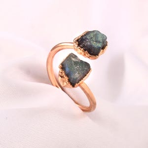 Raw Labradorite Copper Ring: Electroformed Gemstone, Adjustable Band