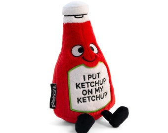 Punchkins Plush Gifts - &quot;I Put Ketchup on my Ketchup&quot; Cute Ketchup Bottle Plushie, Perfect for Kids, Teens or Adults!