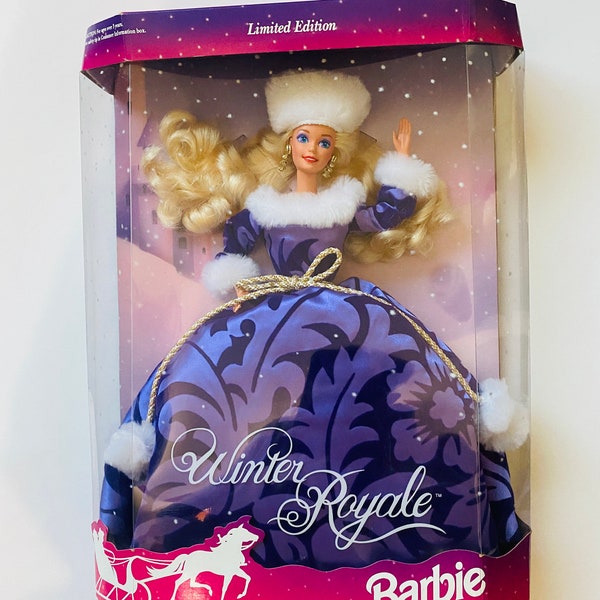 Vintage Winter Royale Barbie, #10658, Mattel, Limited Edition, c1993, Barbie Doll, New In Box, NIB, NRFB, Rare Doll, Purple, Blonde Barbie