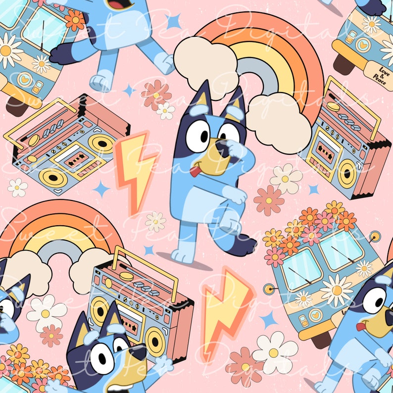 Bluey Seamless File Retro Bluey Seamless Pattern Retro - Etsy