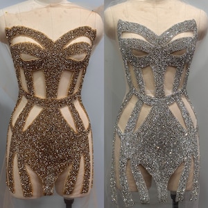 LETIN Full bodice rhinestone applique