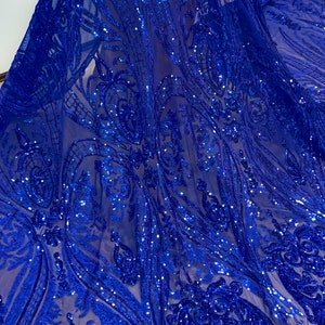 Royal Blue 4 Way Stretch Sequin Lace Fabric - Etsy