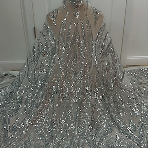Silver Lurex Glitter Fabric/ Glimmer/ Silver Shimmer Fabric, Silver Glitter  Fabric for Gown, Backdrop, Drapes by Yard 