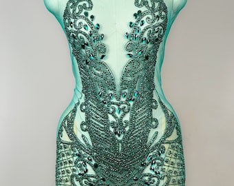 LORI Full bodice rhinestones applique