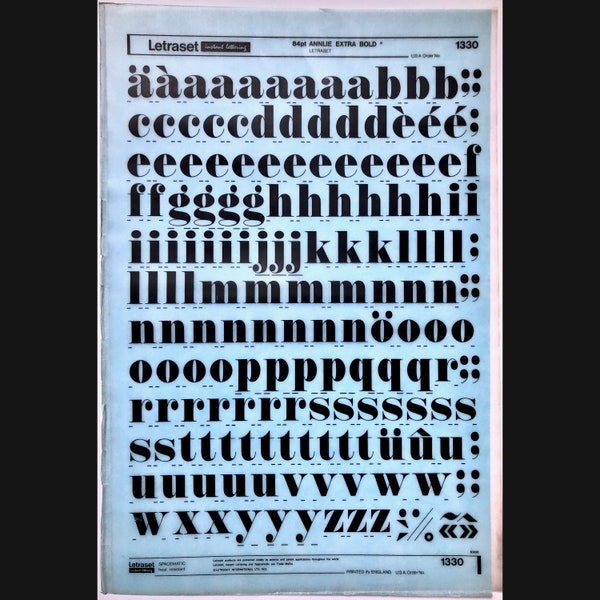 LETRASET • 1330 • Annlie Extra Bold • 84pt (Vintage Dry Transfer Lettering)