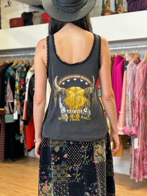1993 Vintage Sturgis Bull Skull Biker Tank Top - Gem