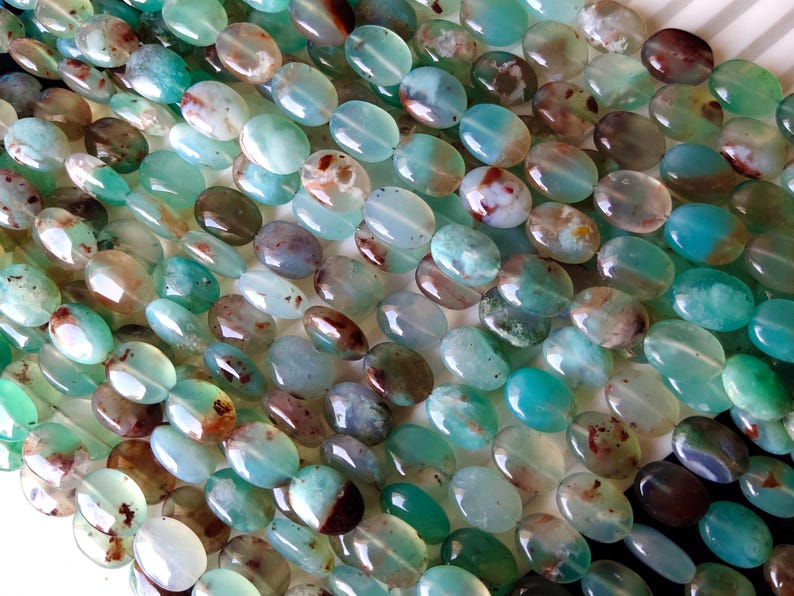 Natural Aquaplase Gemstone 8 Inch Smooth Oval Shape Beads Standard 913