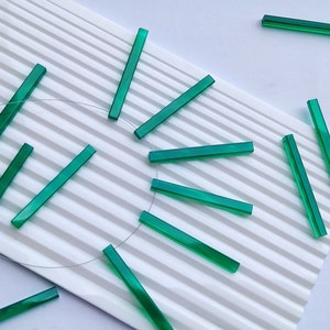 Green Onyx Stick Beads: Long Gemstone Jewelry Making (50mm)