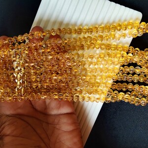 45pcs 8mm Natural Citrine Beads Gemstone Beads Round Loose Beads for Jewelry Making